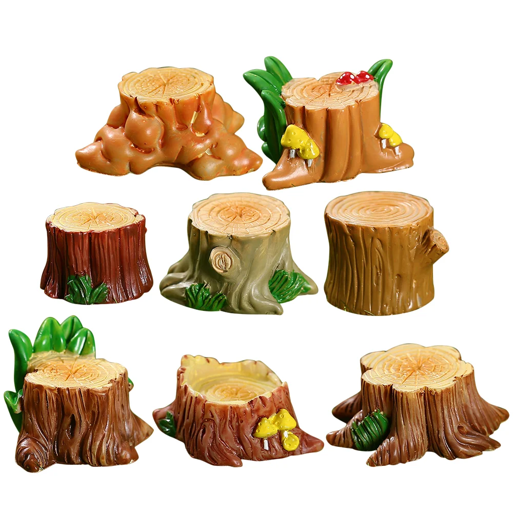 

Tree Stump Decor Garden Fairy Accessories Landscape Mini Miniature Trunk Micro Model Decoration Statue Figurines Bonsai