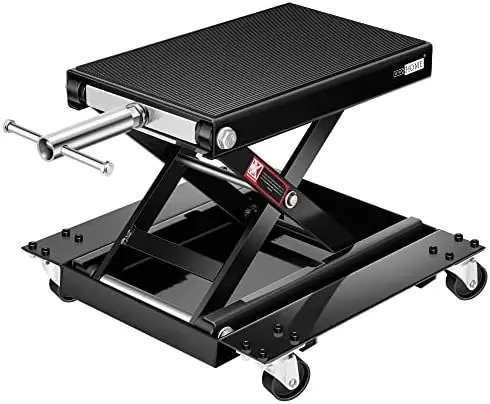 

Lbs Steel Wide Deck Motorcycle Lift ATV Scissor Lift Jack with Dolly and Hand Crank Bikes Garage Repair Hoist Stand Black