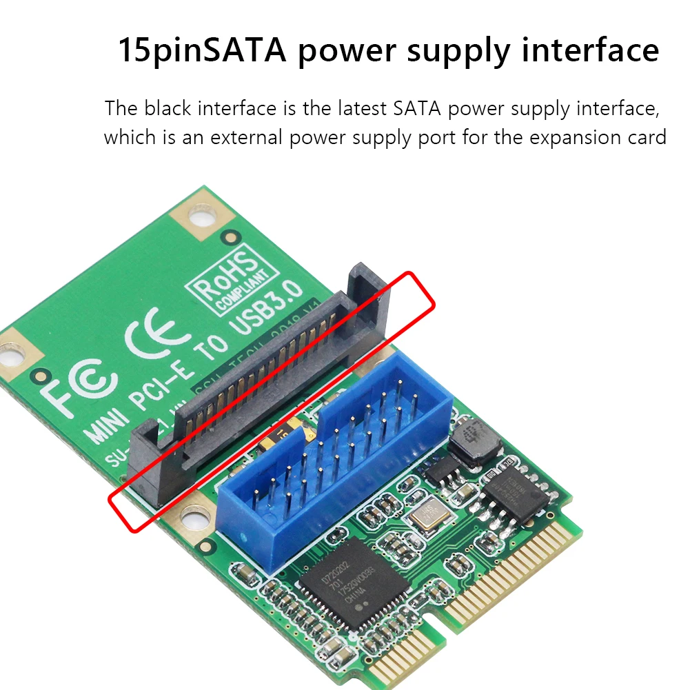 Mini PCI-E к USB 3 0 адаптер карты MINI PCI Express 19-Pin / 20pin USB3.0 Расширенная карта 15Pin SATA порт
