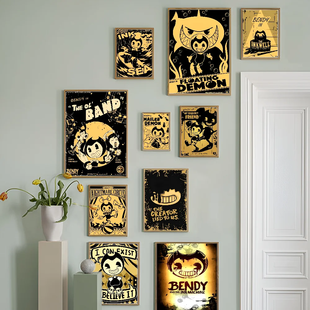 B-Bendy A-And The L-Ink M-Machine самоклеящийся художественный постер белая бумага принты