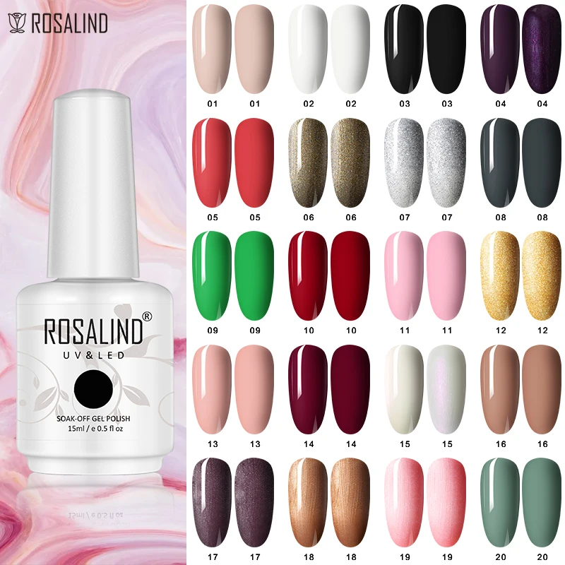 

ROSALIND 15ML Colorful Nail Polish Soak Off Semi Permanent Varnish For Nail Art Design UV Base Top Coat Nail Gel New