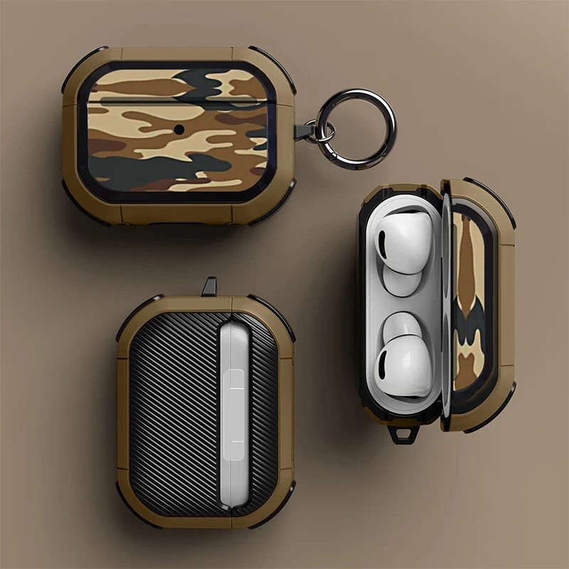 

Camouflage Earphone Case For Apple Airpods Pro 2 pro2 Case Armor Protective Cover For Airpods 3 Air Pods Pro Cases with Hook