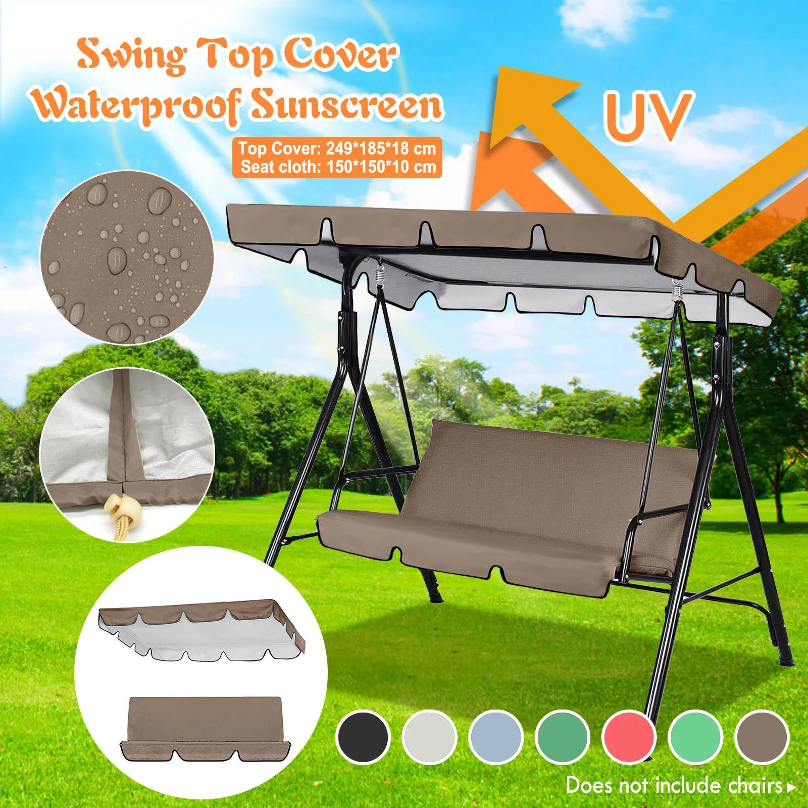 

Replacement Courtyard Awning Cover Rain Ceiling Cover Outdoor Swing Cloth Patio Lawn & Garden