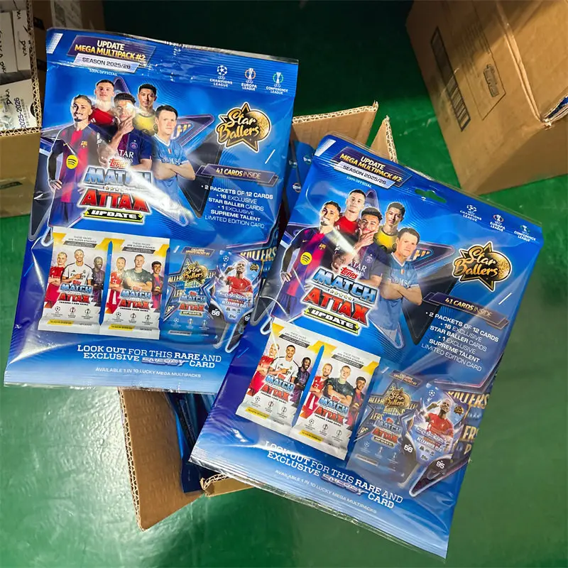 Фото Официальный лицензионный набор коллекционных футбольных карточек Topps UEFA Champions League Match Attax Mega Pack 2025-26 (Blind Box) №2
