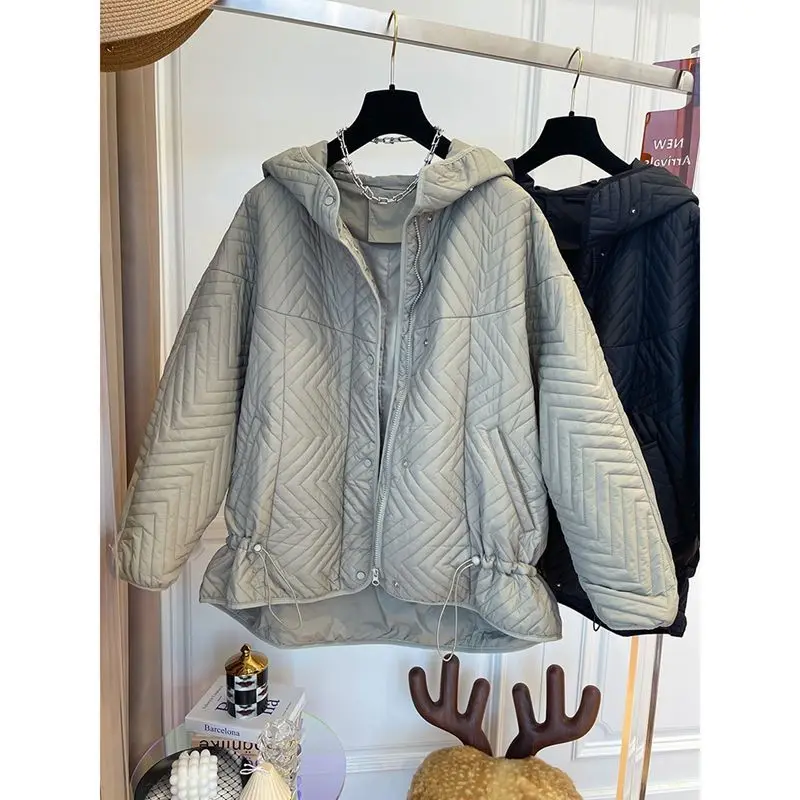 Oversized Winter Coats Women Parkas Hooded Cotton Jacket Warm Lace-up Korean Fashion Lightweight Coat Casual Puffer Jacket