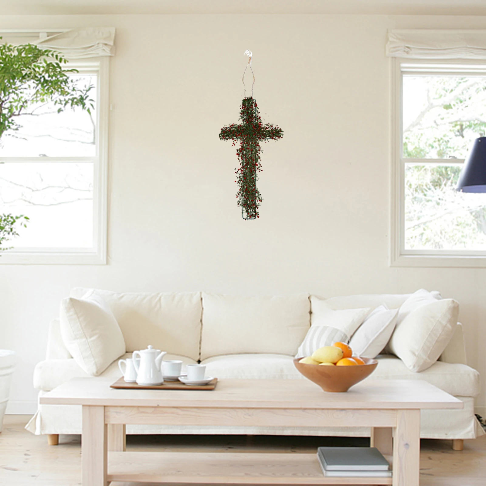 

Cross-shaped Metal Garland Form 15.75*7.09in Metal Wreath Form Floral Garden Metal Wreath Form Frame For Easter Christmas Holida
