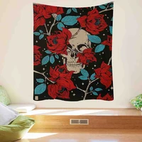 skull and cat tapestry banner wall art room decor wall hanging painting boho decor macrame hippie witchcraft tapestry home decor