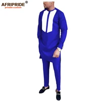 2022 african men traditional clothing set dashiki outfit ankara long sleeve shirtpants suit tribal tracksuit afripride a1916049