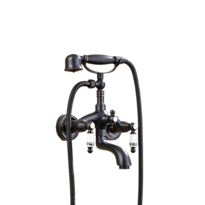 Bathroom Shower Head Full Copper Antique Handheld Set Bathtub Black Bronze Brushed Faucet |
