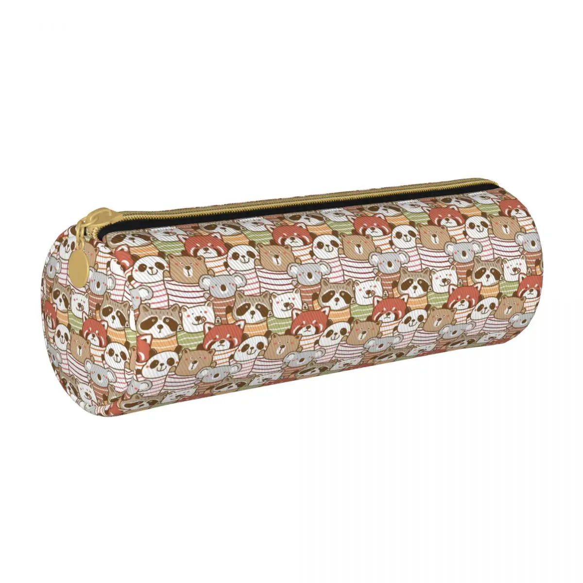 

Cute Panda Round Pencil Case Funny Animal Print For Child Stationery Leather Pencil Box Kawaii Zipper Pen Organizer