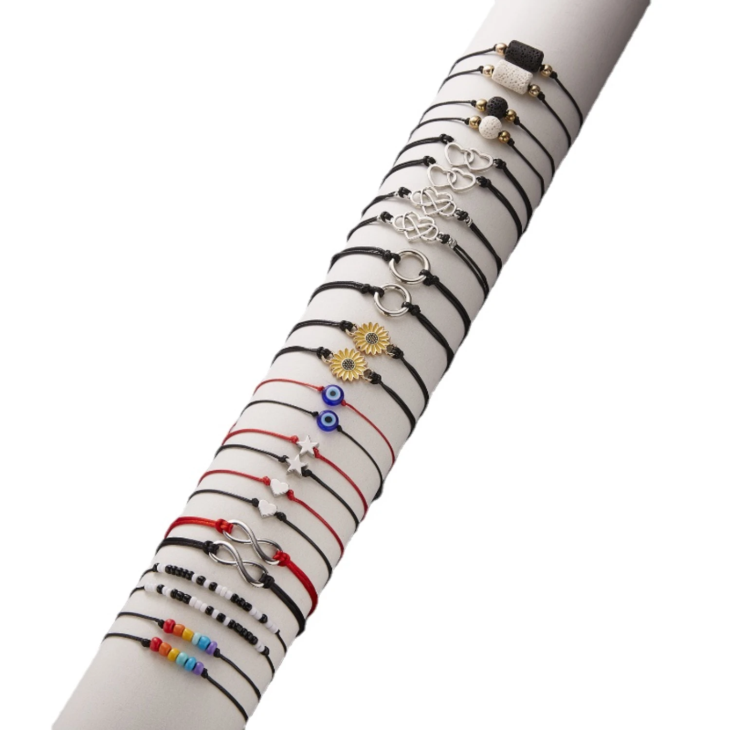 

Мужские ювелирные изделия на удачу, 2 шт./комплект, браслет дружбы с шармами для пар, браслет с романтическим сердцем, маргариткой, вулканическими камнями для женщин и мужчин