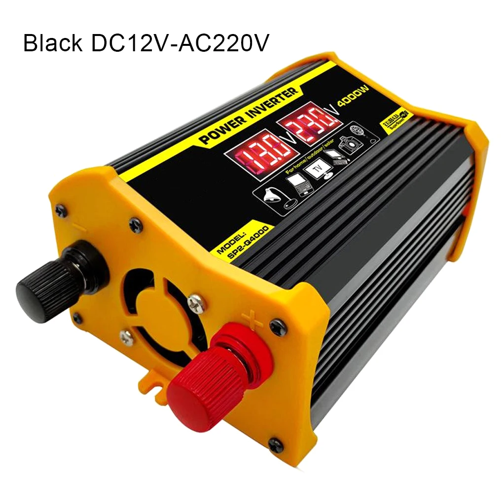 

4000W Motorcycle Scooter Inverter Hiking Traveling Digital Display Voltage Converter Vacuum Power Supply Black 220V