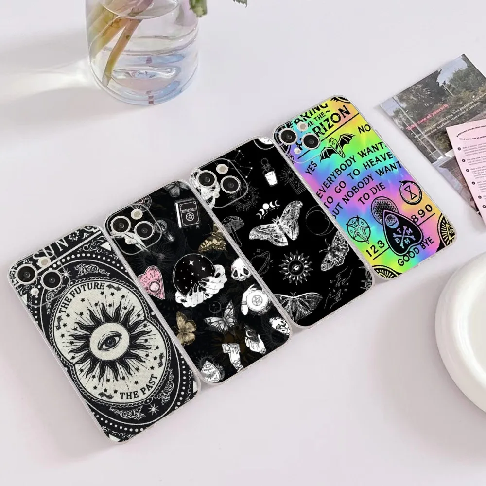 

Witches moon Tarot Mystery totem Phone Case For iPhone 14 13 12 Mini 11 Pro XS Max X XR SE 6 7 8 Plus Soft Silicone Cover