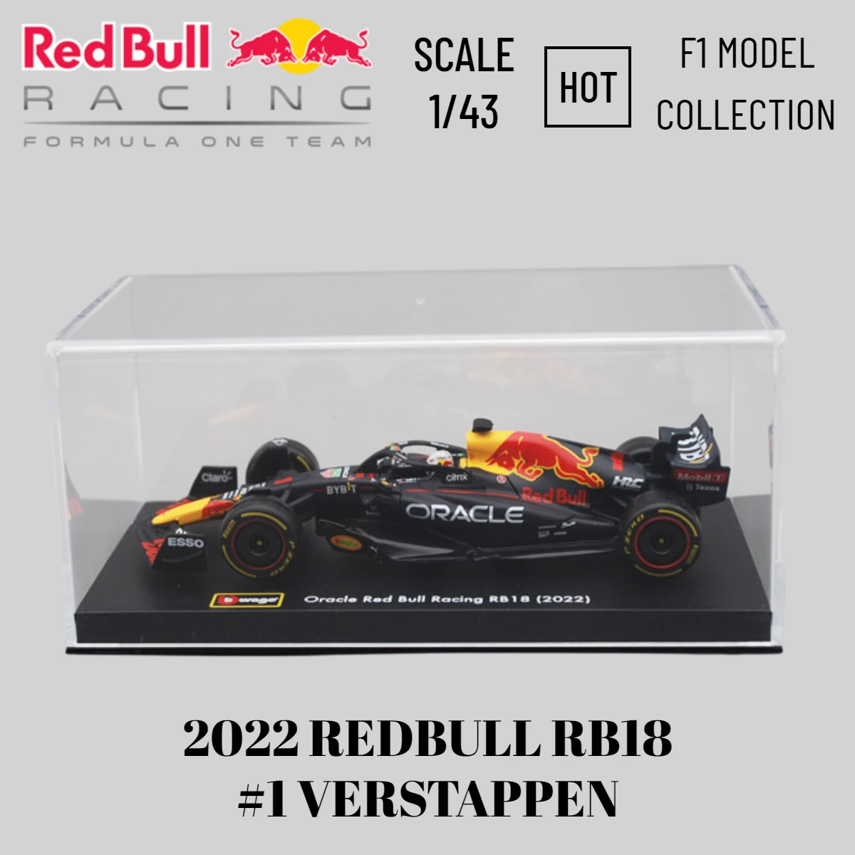 

Bburago 1:43 Scale F1 2022 Car Model with Acrylic Case, Red Bull Racing Ferrari Mercedes Replica Kids Room Decor Xmas Gift Toys