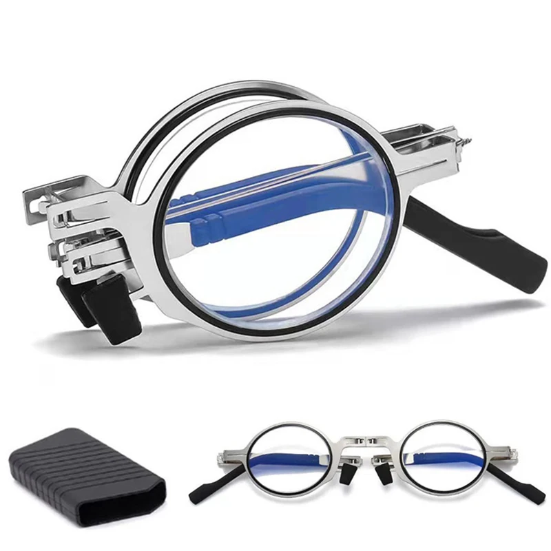 

Fashion Portable Folding Reading Glasses Anti Blue Light Eyewear Presbyopia Eyeglass Men Women Round Square Metal Frame Diopter