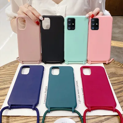 

Crossbody Cord Phone Case For Samsung A21S A12 A32 A41 A51 A71 S21 S20 S8 S9 S10 Plus Note 20 Ultra Lanyard Silicone Cover Strap