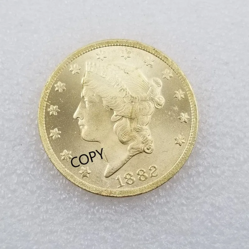 

American 1882 CC Version 20 Dollars Brass Gold-plated Commemorative Collectible Coin Gift Lucky Challenge Coin COPY COIN