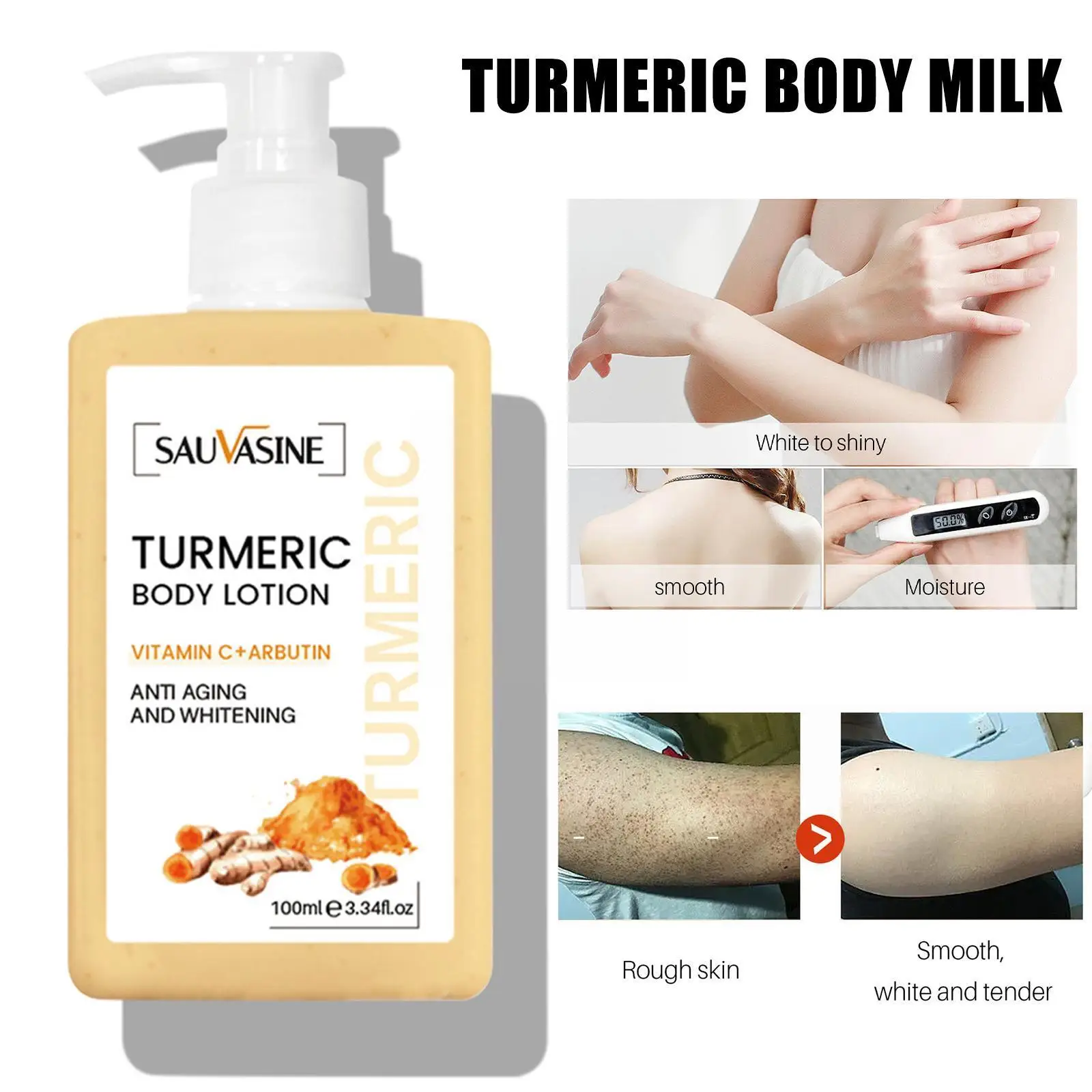 

100ml Body Whitening Cream Turmeric Body Lotion Anti Aging Long-lasting Moisturizing Smooth Skin Lightening Cream For Dark G1K0