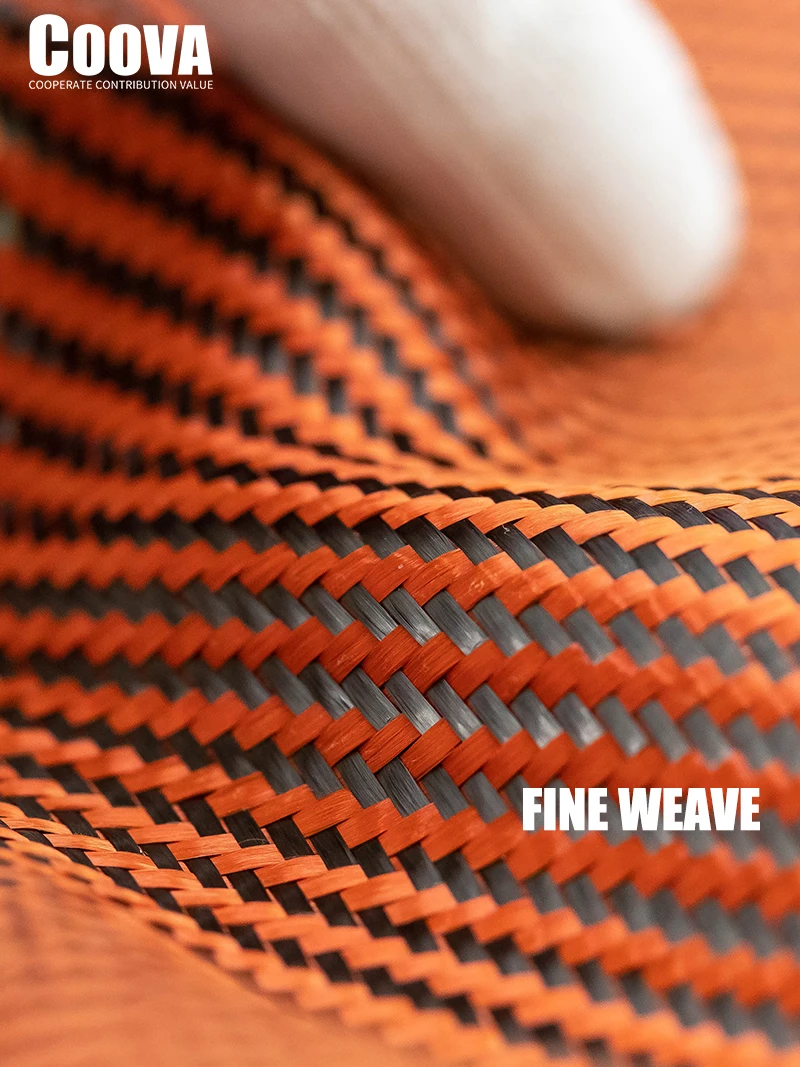 F209 COOVA 3K оранжевый кевлар и ткань из углеродного волокна саржа Tela Fiber De Carbono Carbon Kevlar