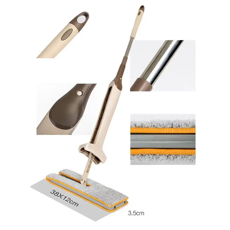 

1 Set Floor Mop Double Sided Non Hand Washing Flat Mops Wooden Dust Push Mop Home Cleaning Tools for Living Room Bedroom