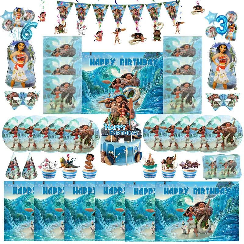Disney Moana украшение на день рождения искусственная посуда набор чашки тарелки