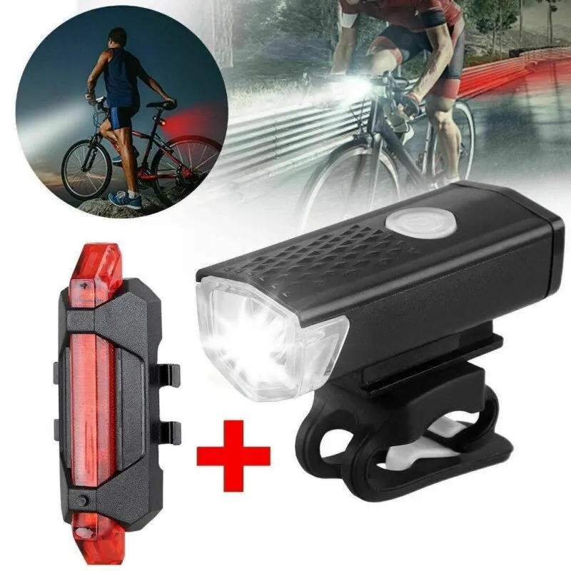 

Portable LED Bicycle Accessories Light USB Rechargeable Car Light Set Headlight With Tail Light Night Riding Equipment Warning