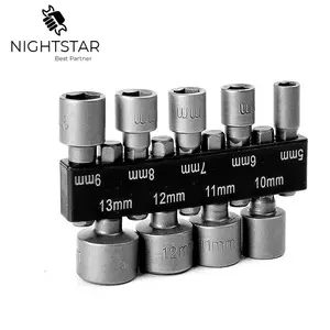 Krachtige 9 шт., гайка с шестигранным хвостовиком, сверло, адаптер, гнездо, гаечный ключ, инструмент для винта 5, 6, 7, 8, 9, 10, 11, 12, 13 мм, универсальная розетка