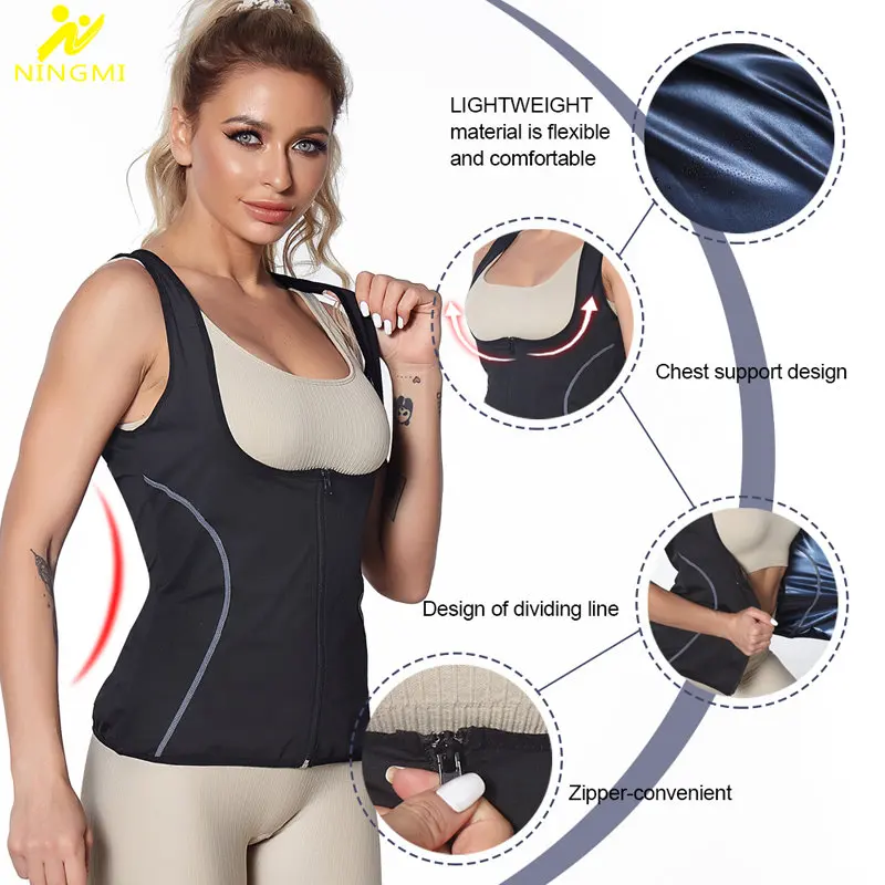 NINGMI Sauna Vest for Women Weight Loss Tank Top Hot Sweat Sportwear Fitness Top Ladies Body Shaper Slimming Fat Burning Workout