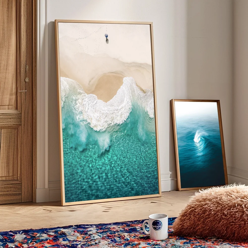 Художественный Постер Beach Ocean Wave - Самоклеящаяся Белая Бумага Современный Стиль