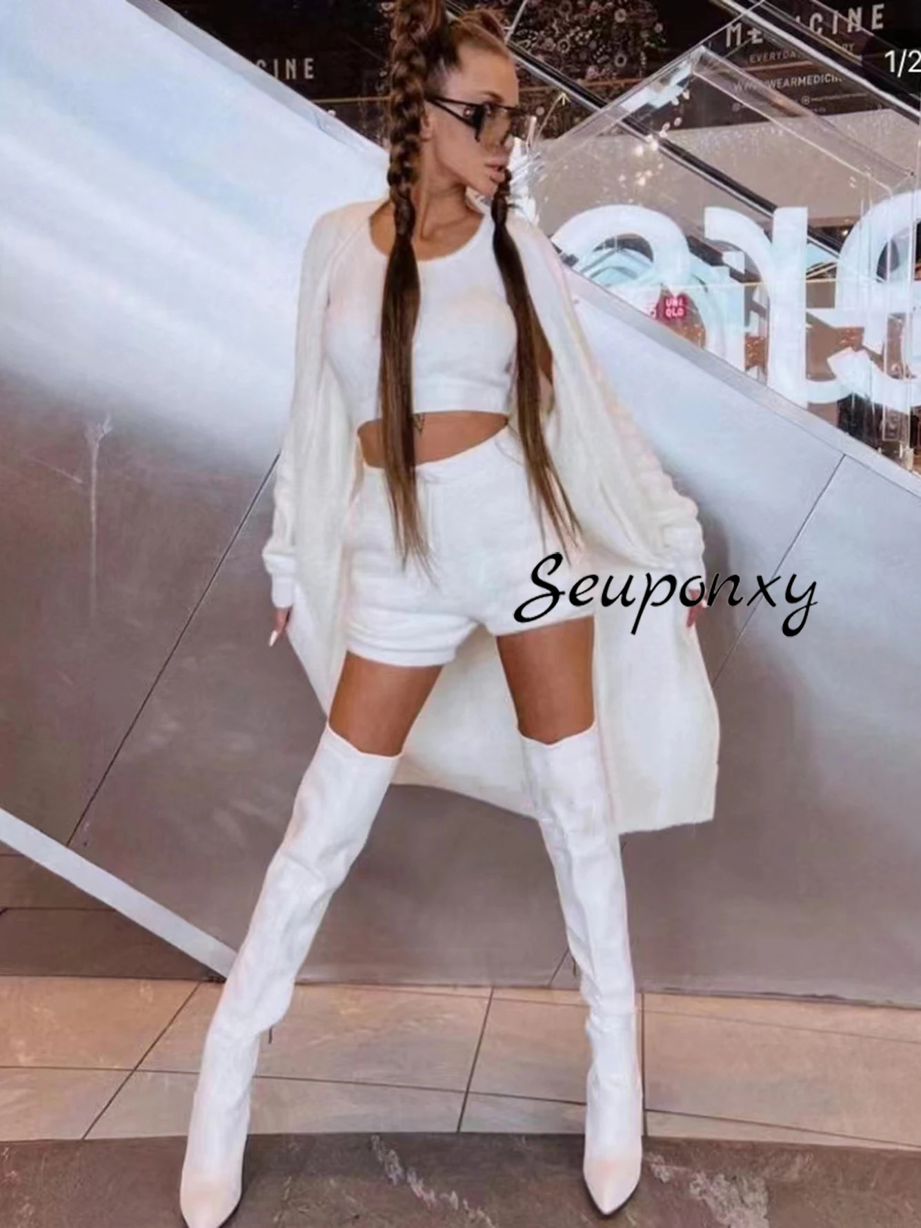 Высококачественный осенне-зимний Новый Модный женский облегающий трикотажный