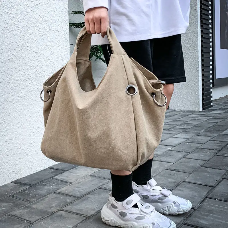 Canvas Women Bag Large Capacity Women Shoulder Bag Shoppers Handbag Vintage Fashion Versatile Multi Compartment Bag For Women