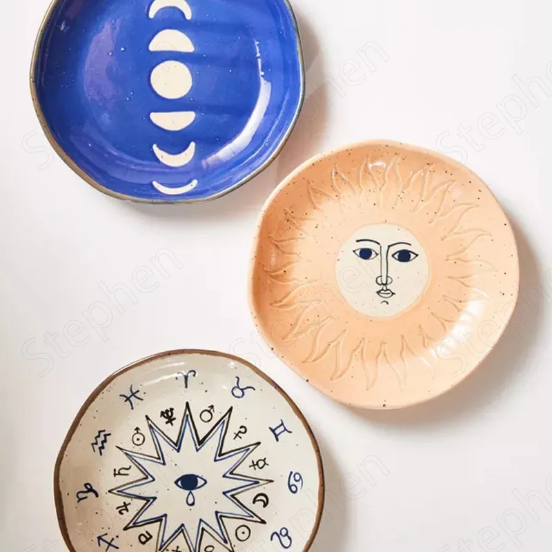 Американская современная керамическая посуда ручная роспись обеденная тарелка