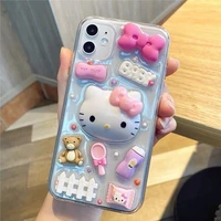 hello kitty cartoon three dimensional transparent phone cases for samsung s21 s20 fe a71 a81 a91 note 20 ultra plus 5g