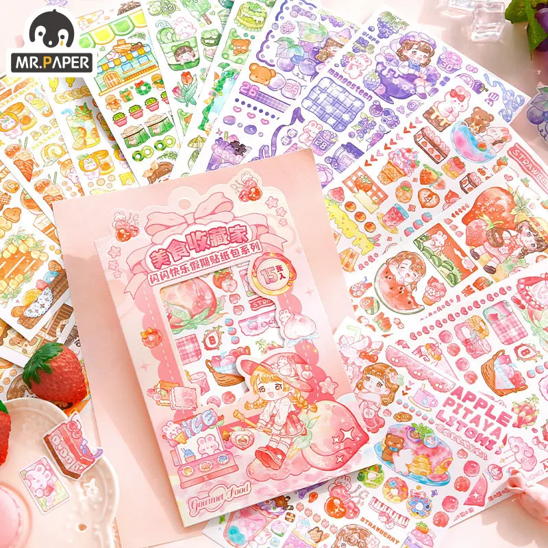 

Mr. Paper Cartoon Characters Kawaii Stickers Handbook DIY Decoration Material Vacation Life Theme Cute Stickers Stationery