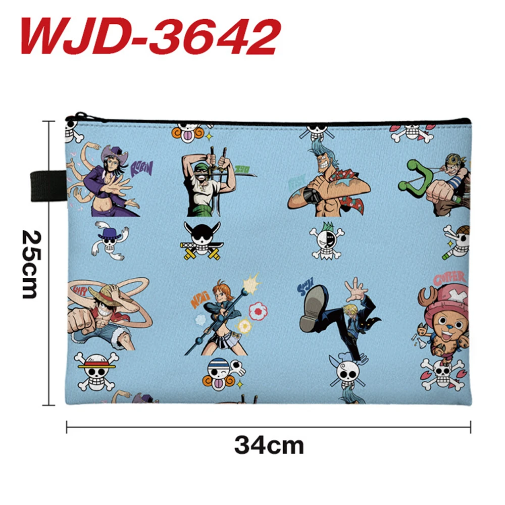 

Anime One Piece Full Color Document Bags Zipper Information Pack Cartoon Test Paper Stationery Storage Bag Student File Pocket