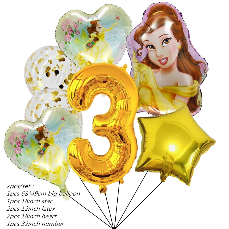 

7 шт., фольгированные шары Красавица и Чудовище Disney