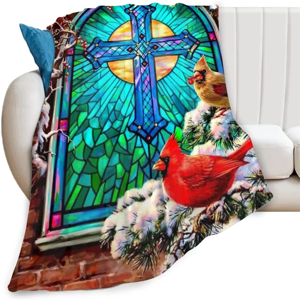 

Red bird by the window Blanket,Ultra Soft Flannel Fleece Blanket Stylish Bedroom Living Room Sofa Warm Blanket for Family