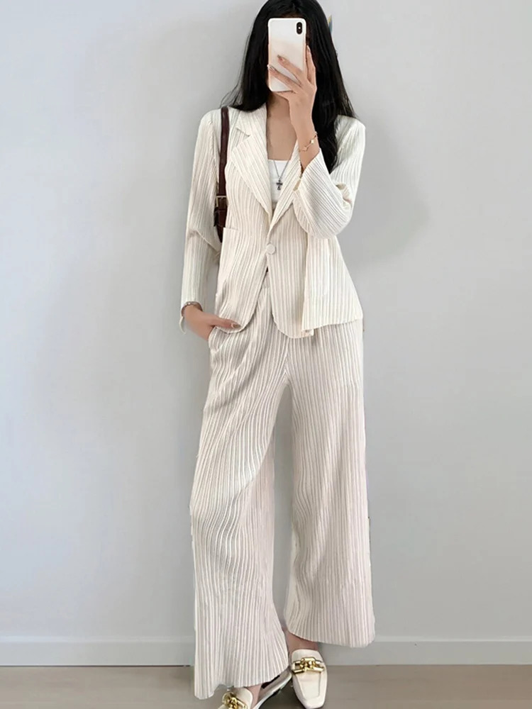 LANMREM комплект из 2 предметов плиссированные комплекты женские пиджаки с длинными