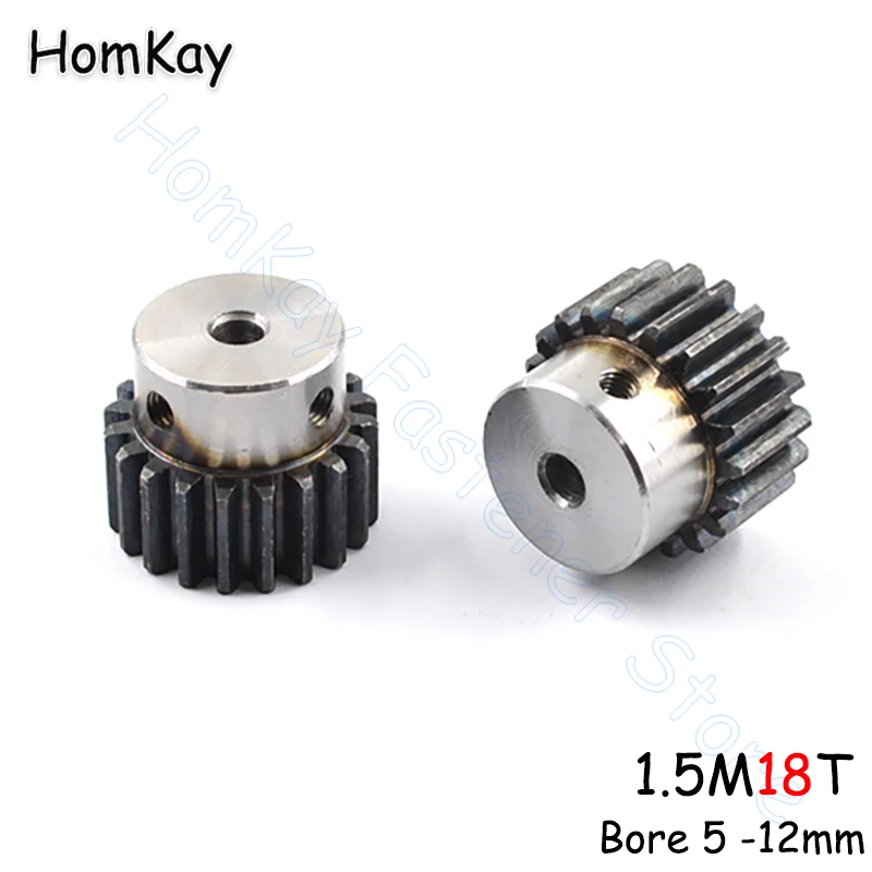 

Mod 1.5 18T Spur Gear Bore 5 6 6.35 - 12mm 45# Steel Transmission Gears 1.5 Module 18 Tooth Motor Pinion DIY Accessories Parts