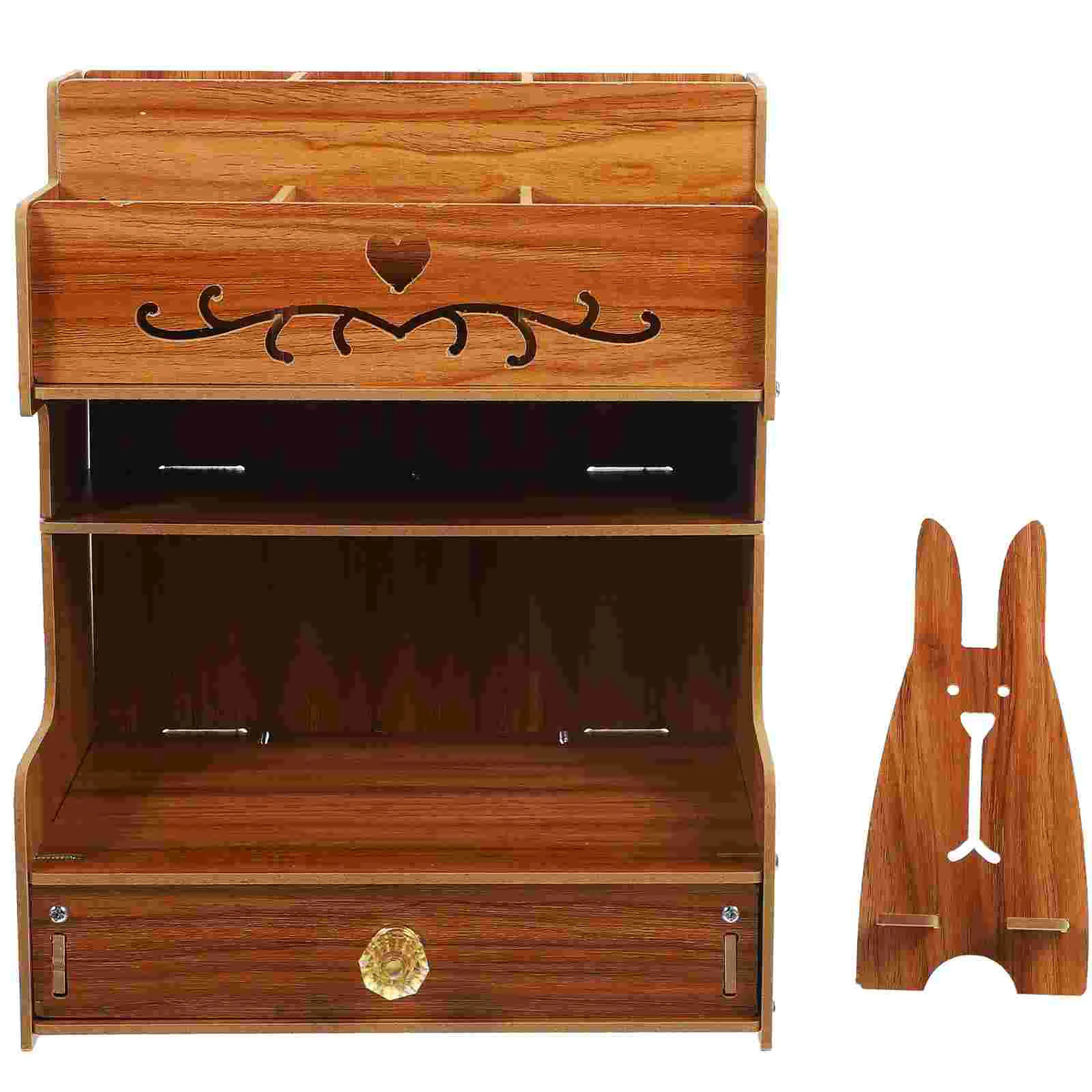 

Wooden Desktop Organizer Pen Holder Storage Container DIY Stationary Storage Holder