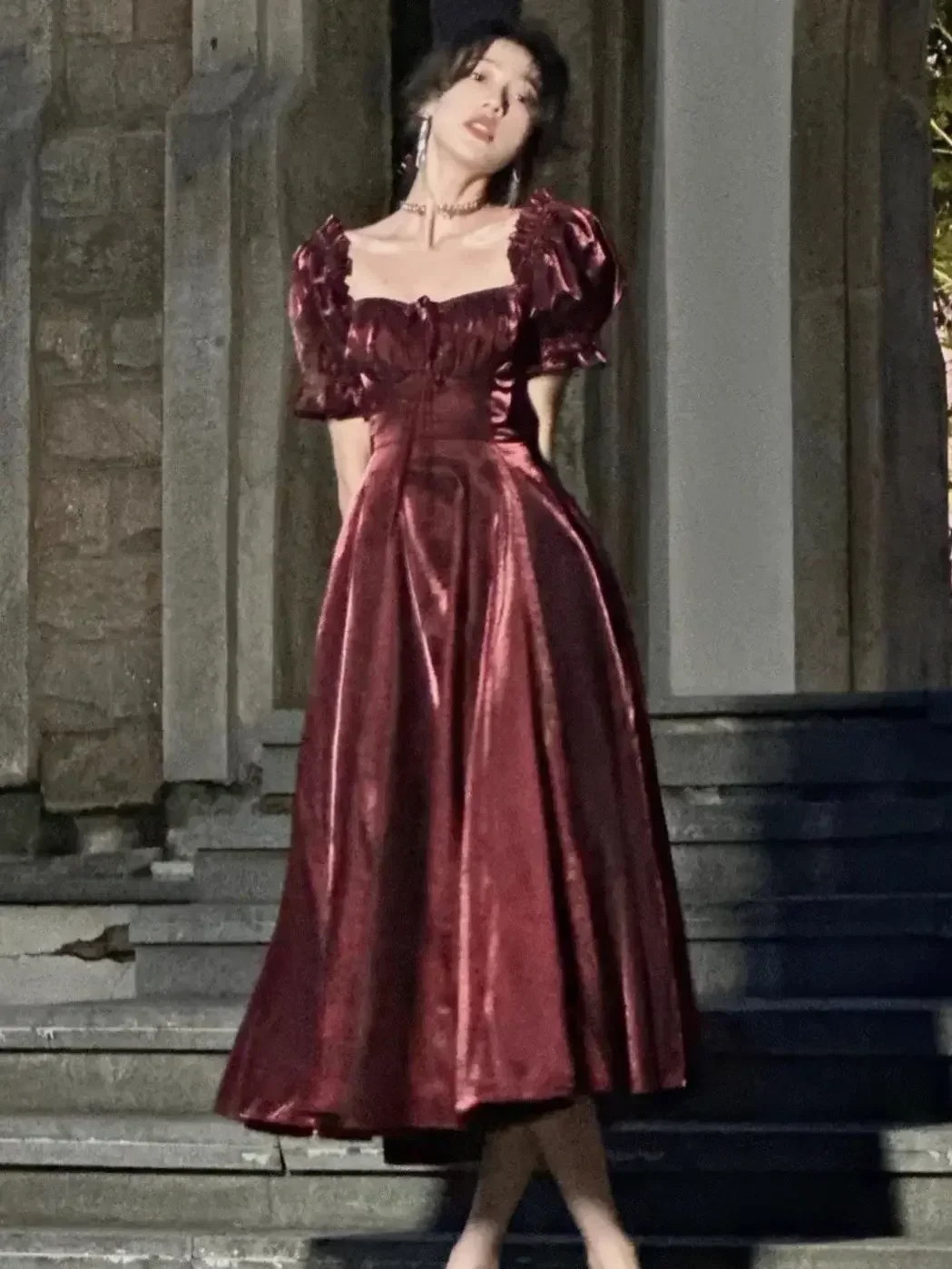 Новое летнее женское платье миди элегантное принцессы во французском стиле