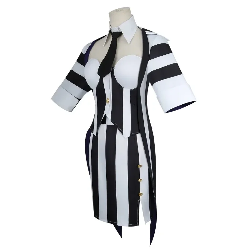 Женский костюм для косплея Майкла кеатона черно-белая полосатая форма