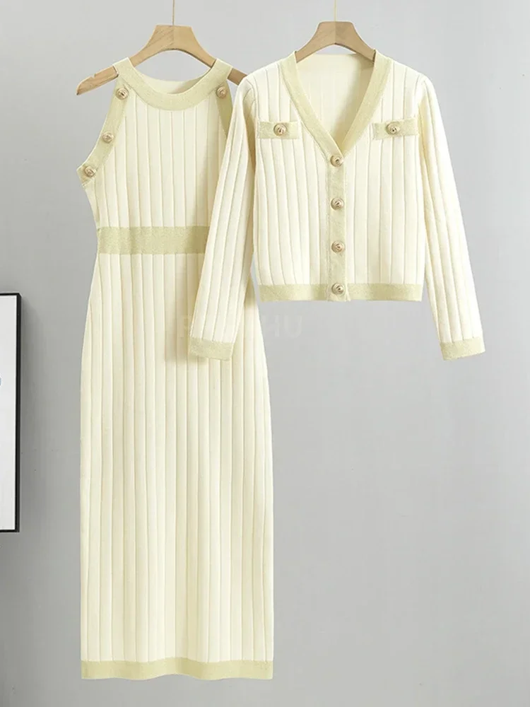 Женский костюм NMZM платье-двойка женский короткий свитер с V-образным вырезом