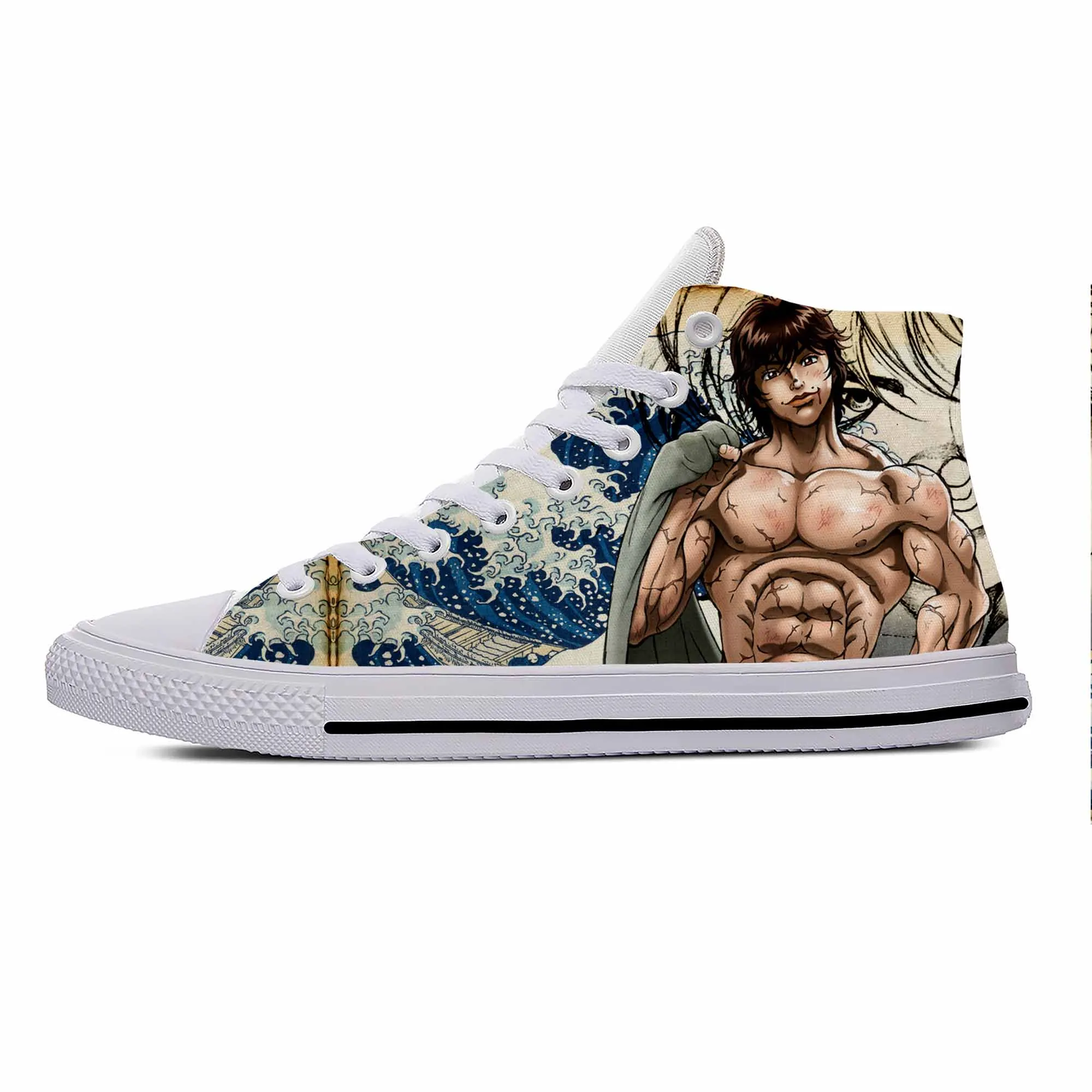 

Anime Manga Cartoon Baki the Grappler Hanma Baki Casual Cloth Shoes High Top Lightweight Breathable 3D Print Men Women Sneakers