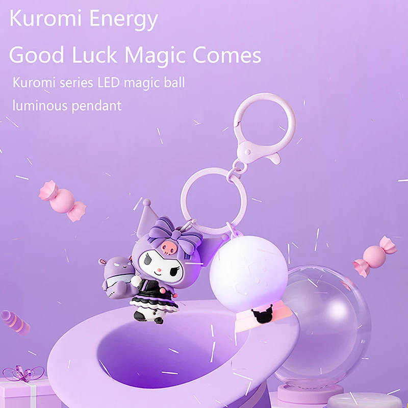 

Kawaii Anime Kuromi Magic Ball Cartoon Cute Keychains Creative Led Luminous PVC Doll Keychain Couple Key Chains Keyring Pendant