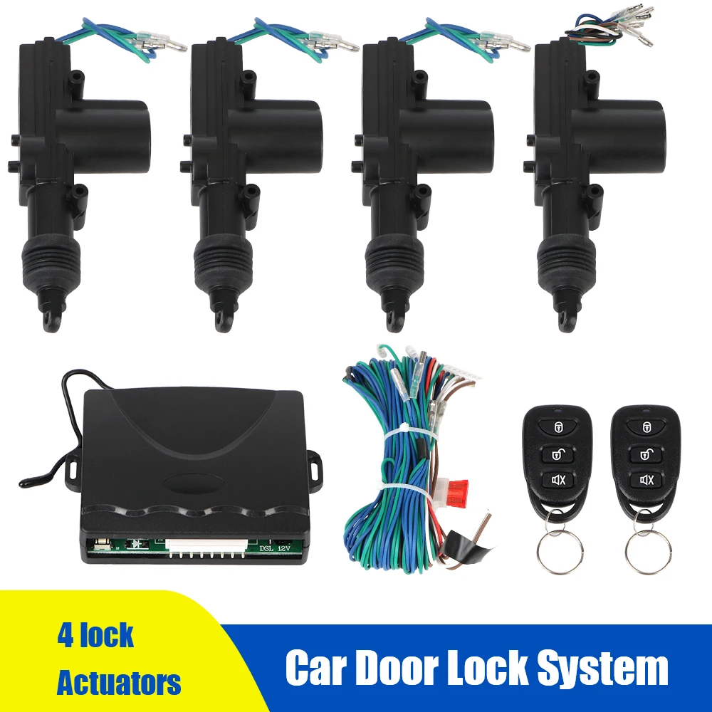 

With 4 Door Lock Actuator Keyless Entry System Universal Car Lock Door Remote Control Locking Kit