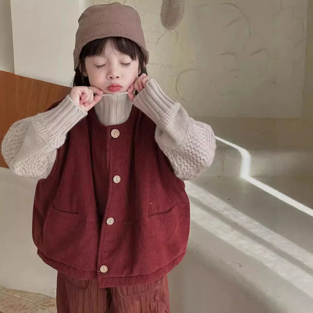 Корейская детская одежда жилет для девочек новинка осени и зимы 2024 детский