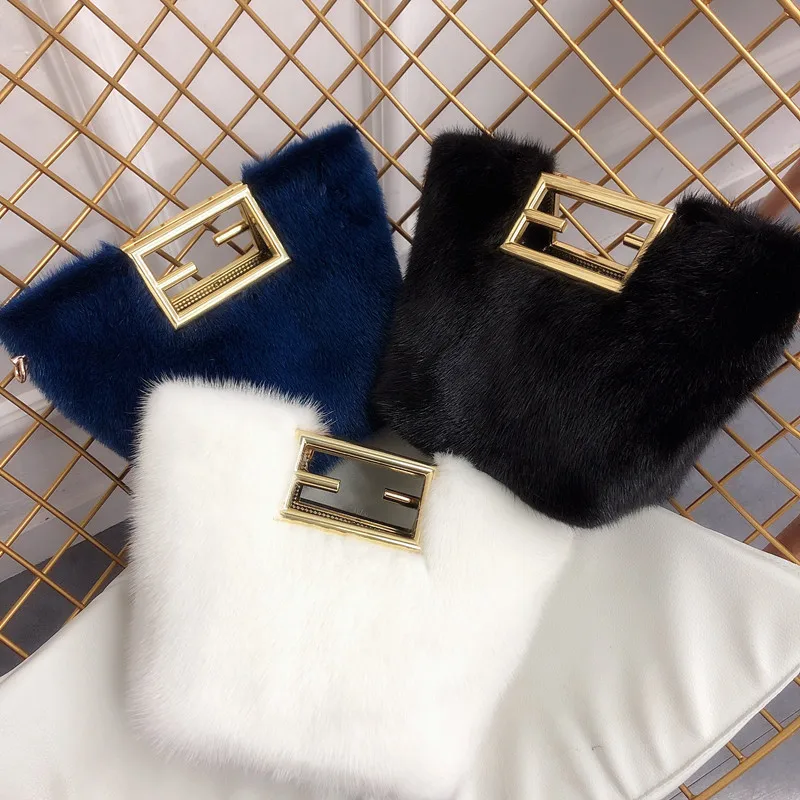 Fashion High-end New Women's Bags High-end Imported Mink Fur Bags Literary Shoulder Bags Messenger Bags Trendy Texture Handbags