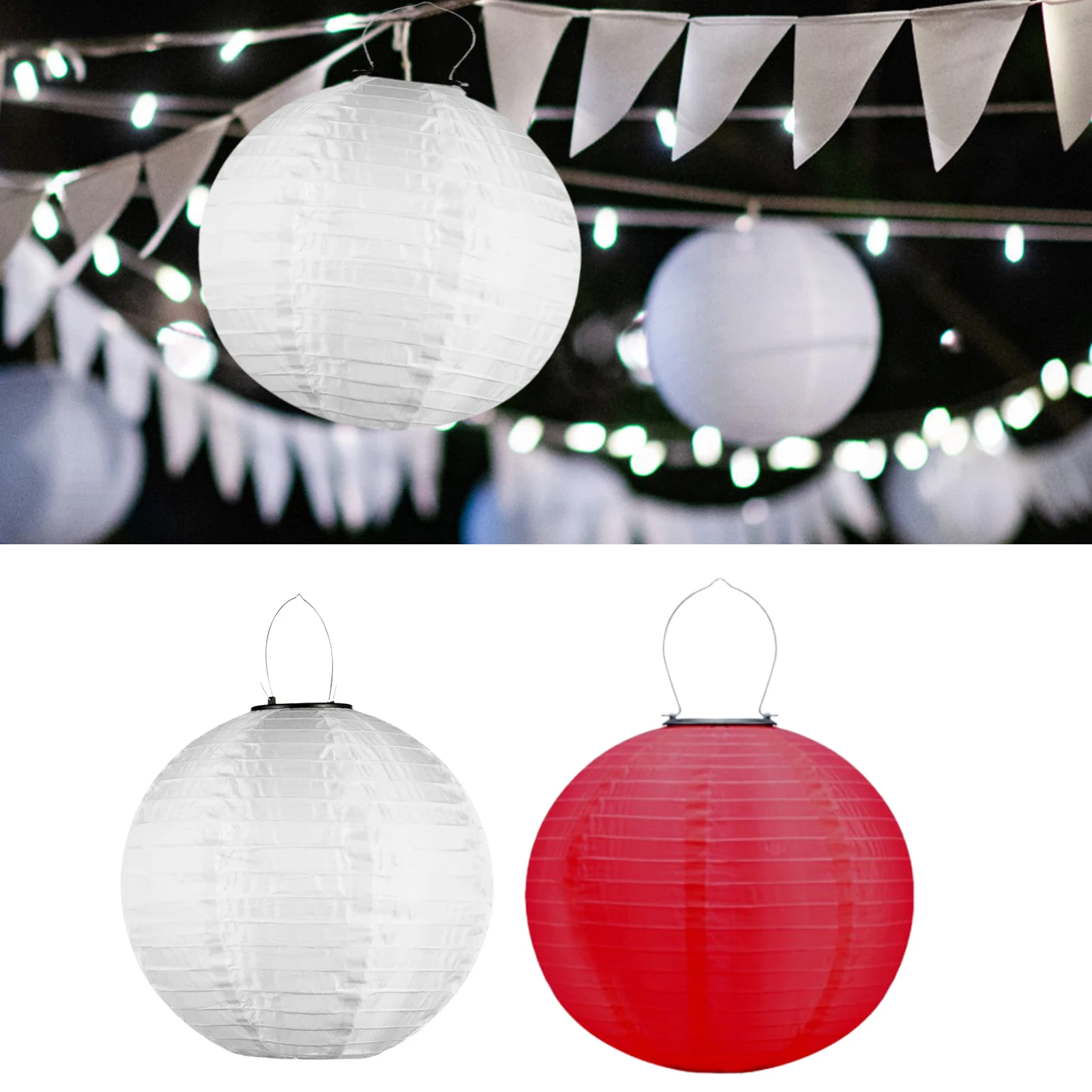 

Chinese Outdoor Nylon LED Lanterns Nylon Fabric Lantern Decorative Solar-Powered Light For Room Balcony Patio Round Nylon Cloth