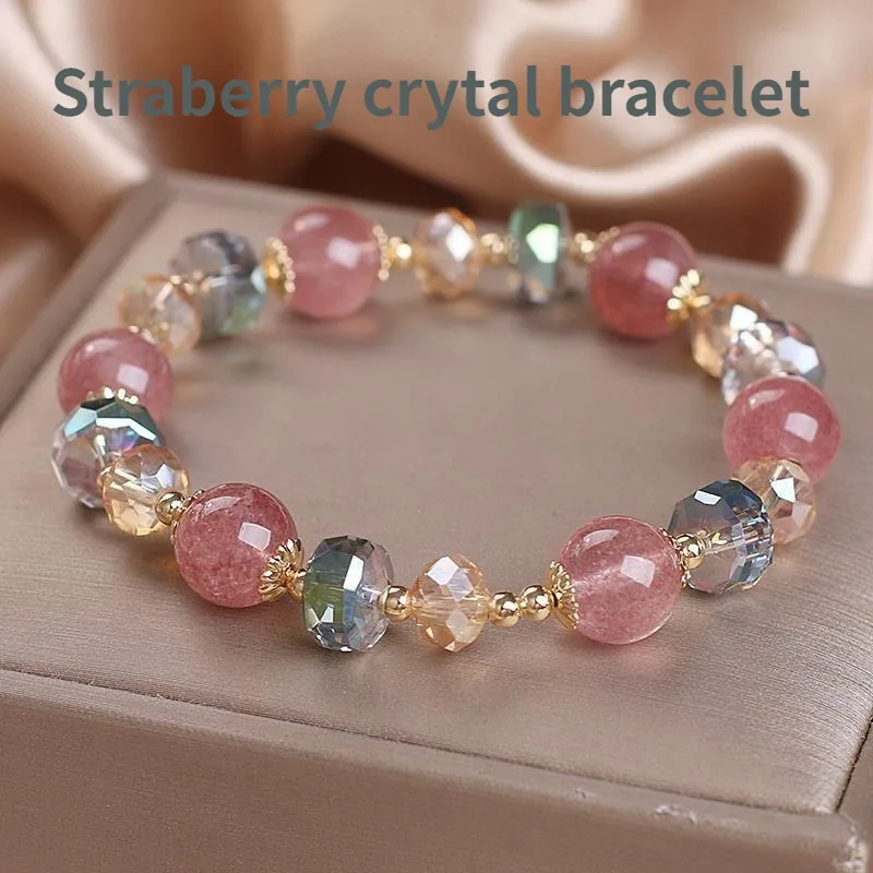 Новый Свежий Персиковый Цветок страберри браслет из хрустальных бусин женское